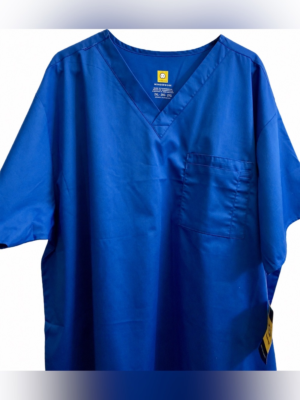 NWT WonderWink WonderWORK Royal Blue Scrub Top 2X Unisex Classic Fit